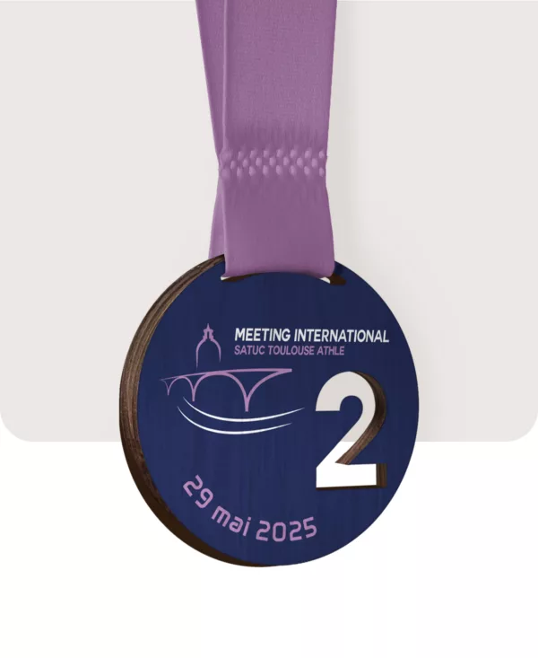 Médaille en bois sur mesure - Meeting International de Toulouse