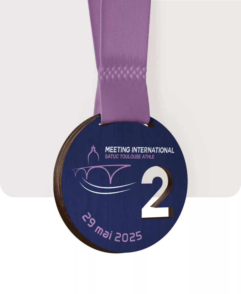 Médaille en bois sur mesure - Meeting International de Toulouse