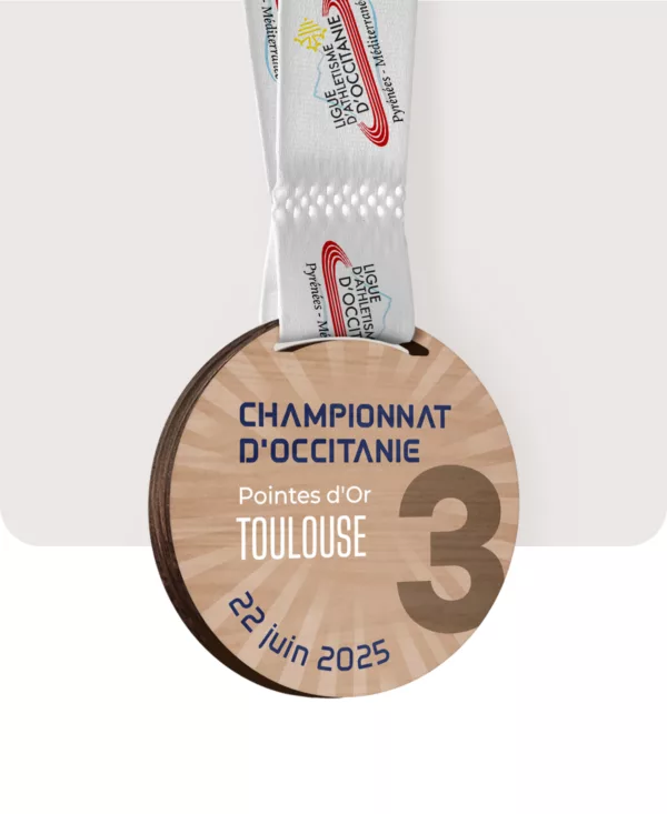Médaille en bois sur mesure - Championnat d’Occitanie Pointes d’Or – Image 2