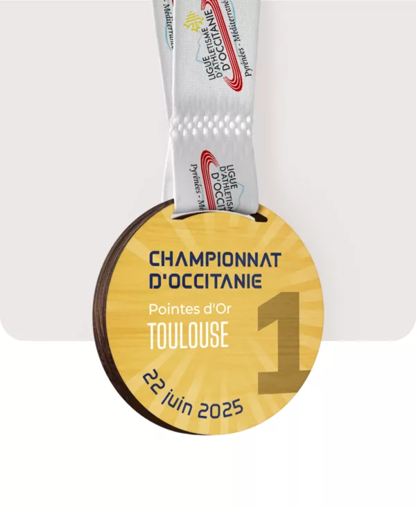 Médaille en bois sur mesure - Championnat d’Occitanie Pointes d’Or