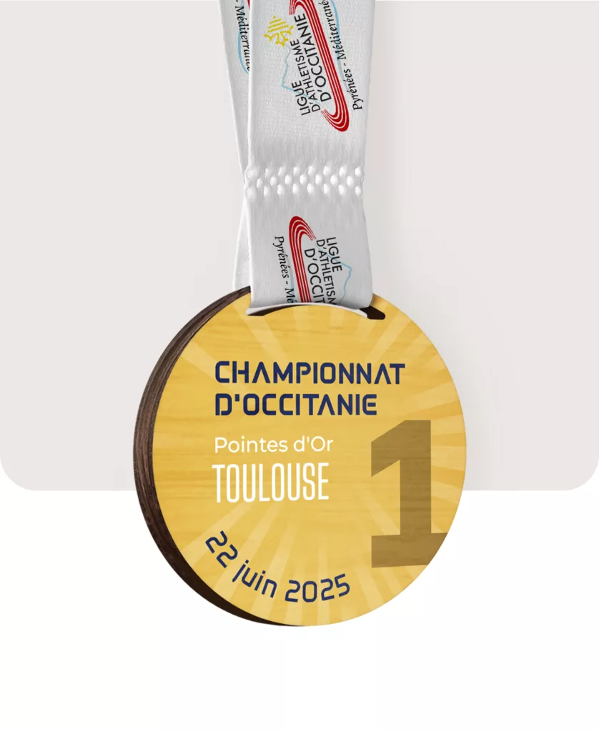 Médaille en bois sur mesure - Championnat d’Occitanie Pointes d’Or