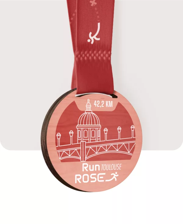 Médaille en bois sur mesure - Run Rose Toulouse – Image 3